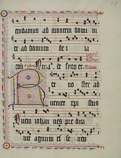 Manuscript Leaf with Initial R, from an Antiphonary, German, second quarter 15th century by Unbekannt