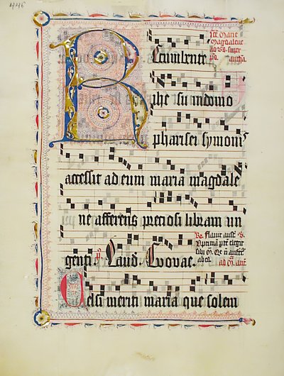 Manuscript Leaf with Initial R, from an Antiphonary, German, second quarter 15th century by Unbekannt