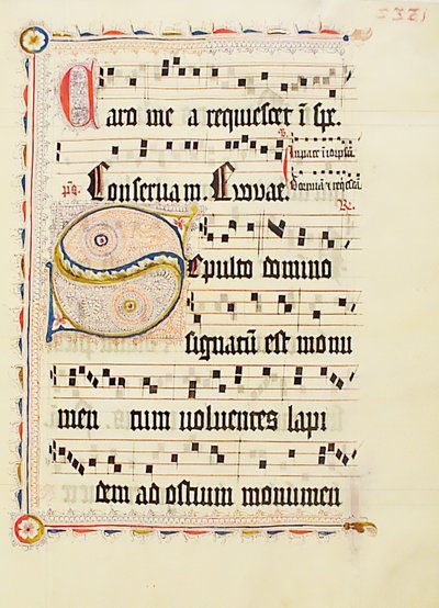 Manuscript Leaf with Initial S, from an Antiphonary, German, Second Quarter 15th Century by Unbekannt