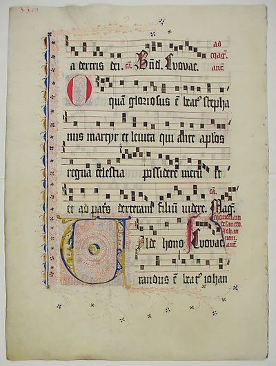 Manuscript Leaf with Initial V, from an Antiphonary, German, second quarter 15th century by Unbekannt