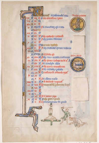 Manuscript Leaf with June Calendar, from a Royal Psalter by Unbekannt