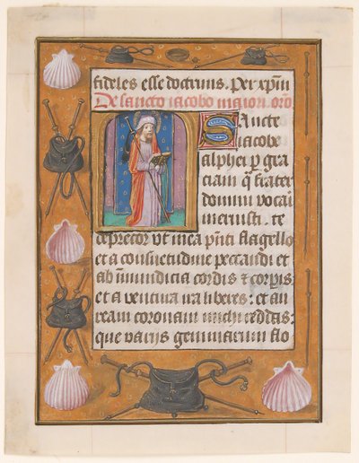 Manuscript Leaf with Saint James the Greater, from a Book of Hours by Unbekannt