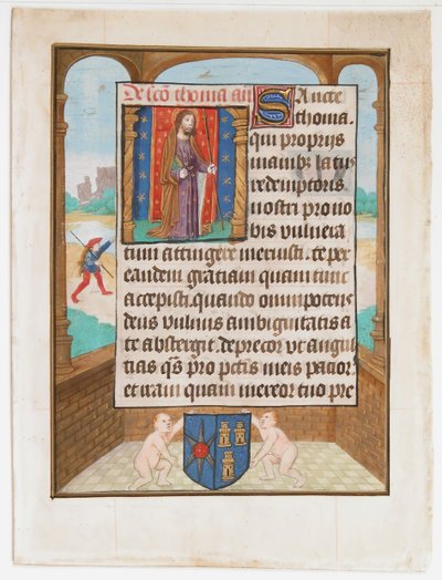 Manuscript Leaf with Saint Thomas, from a Book of Hours by Unbekannt