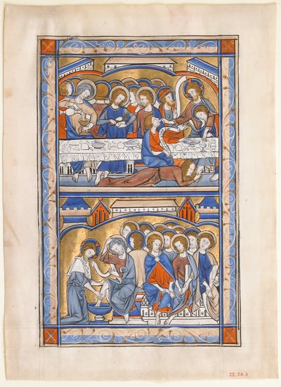 Manuscript Leaf with the Last Supper and the Washing of the Apostles