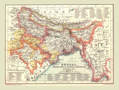 Map of Bengal, the North West and Central Provinces, and Assam, 1902 by Unbekannt