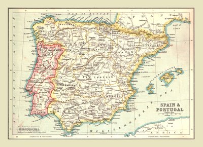 Map of Spain and Portugal, 1902 by Unbekannt