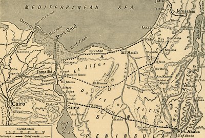 Map of the Turkish attack on the Suez Canal, Egypt, First World War by Unbekannt