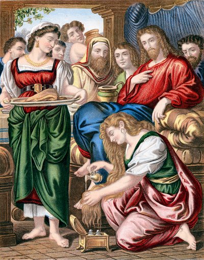 Mary Magdalene anointing the feet of Jesus, c1860 by Unbekannt