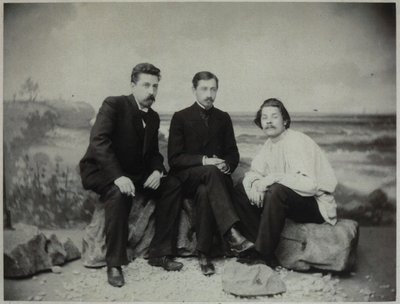 Maxim Gorky, Ivan Bunin and Nikolai Teleshov, 1900 by Unbekannt