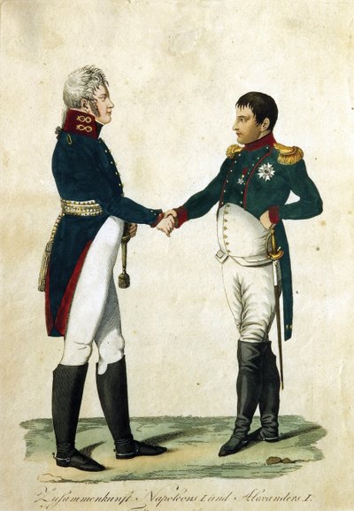 Meeting of Napoleon and Alexander I, 1808 by Unbekannt