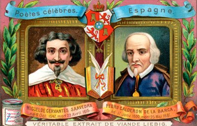 Miguel de Cervantes Saavedra and Pedro Calderon De La Barca by Unbekannt