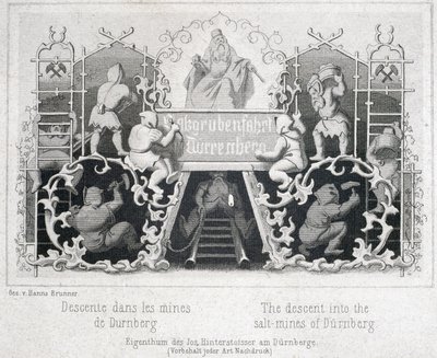 Salt Mine: The Descent into the Salt Mines of Durrnberg, Austria, circa 1850 by Unbekannt