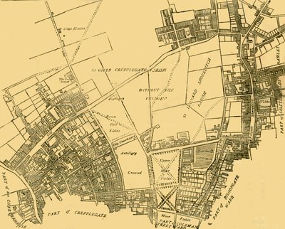 Moorfields and its Neighbourhood From a Map of about 1720 by Unbekannt