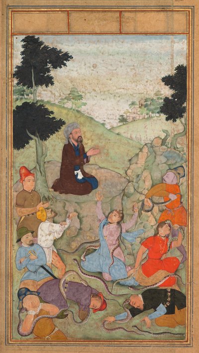 Moses Praying to End the Serpents Attack on the Israelites, from a Mirat al-quds..., 1602-1604 by Unbekannt