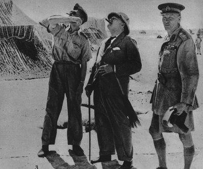 Mr. Churchill with Sir A. Tedder and Gen. Auchinleck, 1942 by Unbekannt