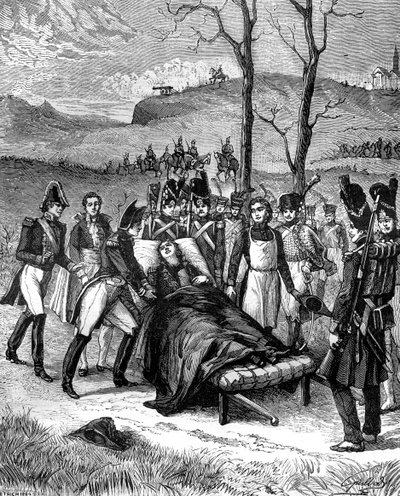 Napoleon ran towards Duroc, who still lived, 1813 by Unbekannt