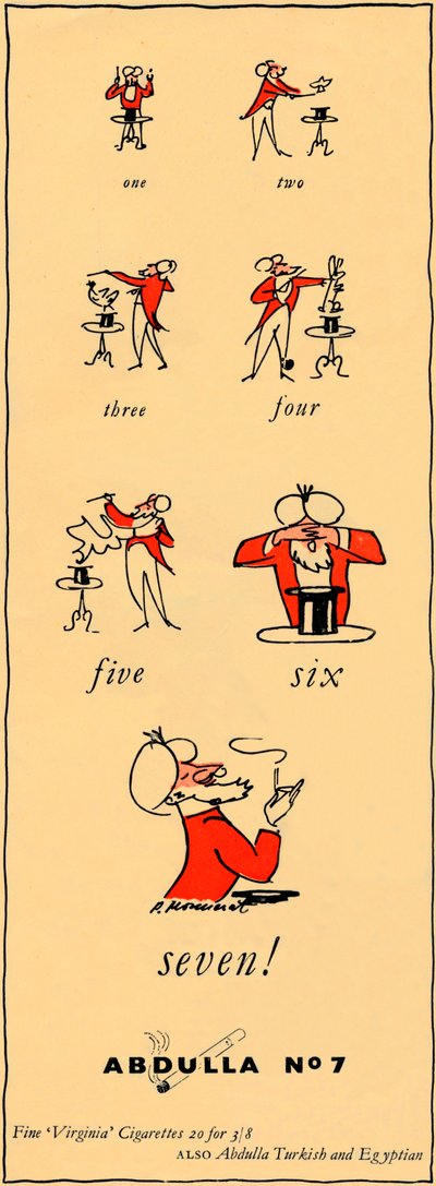 One, Two, Three, Four, Five, Six, Seven - Abdulla No7, 1947 by Unbekannt