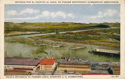 Pacific Entrance to Panama Canal Showing U.S. Submarines, c1920s by Unbekannt