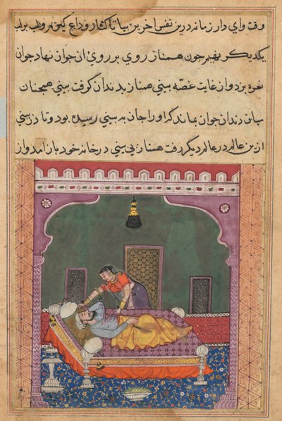 Page from Tales of a Parrot Tuti-nama: Twenty-fifth night: In order to falsely implicate... by Unbekannt