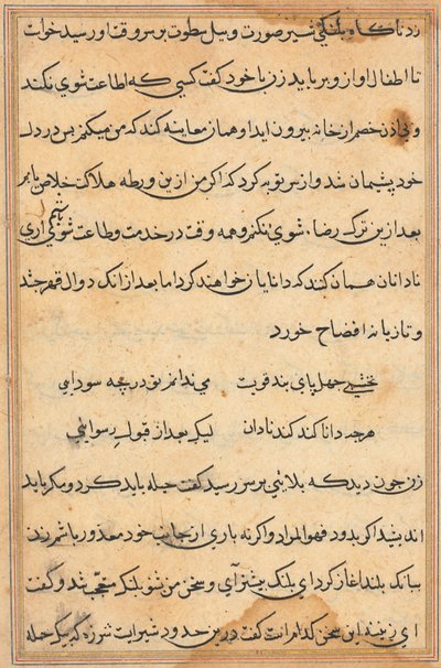 Page from Tales of a Parrot Tuti-nama: Text Page, c. 1560 by Unbekannt