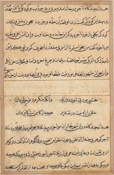 Page from Tales of a Parrot Tuti-nama: text page, c. 1560 by Unbekannt