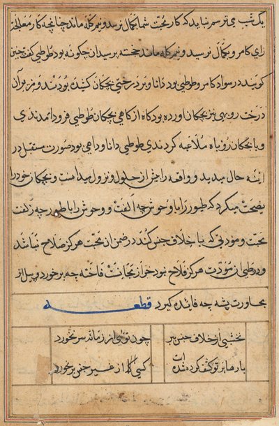 Page from Tales of a Parrot Tuti-nama: Text Page by Unbekannt