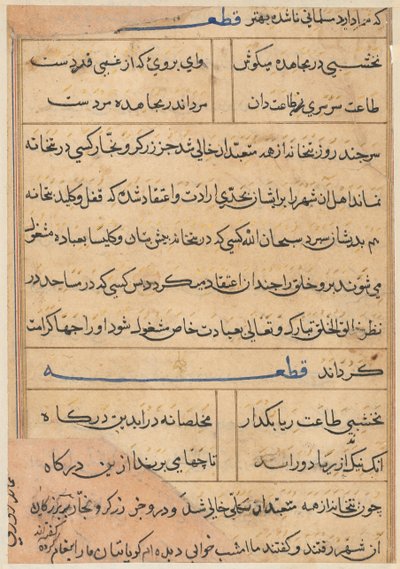 Page from Tales of a Parrot Tuti-nama: text page by Unbekannt