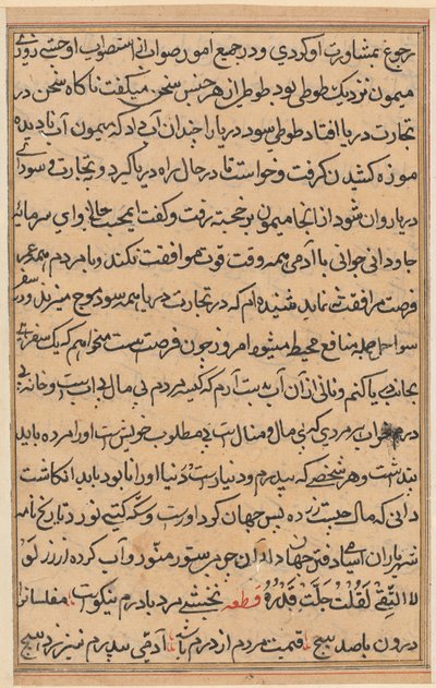 Page from Tales of a Parrot Tuti-nama: text page by Unbekannt