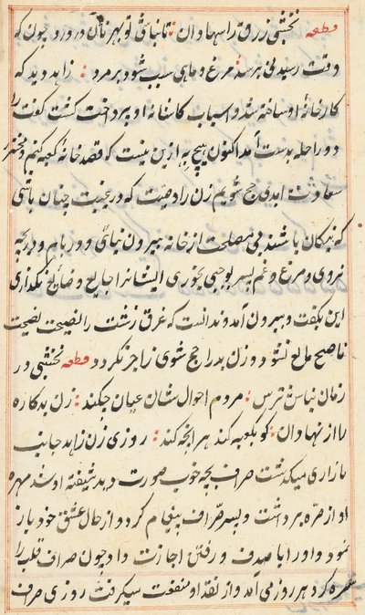 Page from Tales of a Parrot Tuti-nama: Text Page by Unbekannt