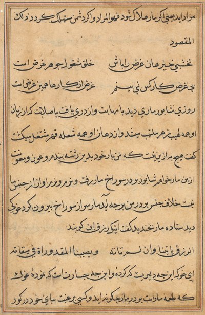 Page from Tales of a Parrot (Tuti-nama): Text Page, c. 1560 by Unbekannt