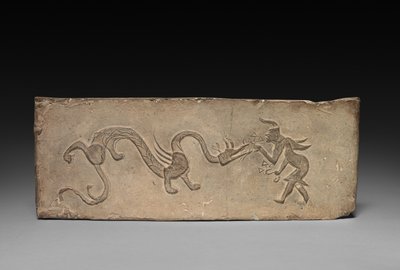 Panel from Model Cooking Stove: Fairy Feeding Lingzhi Fungus to a Dragon, 1st Century BC by Unbekannt