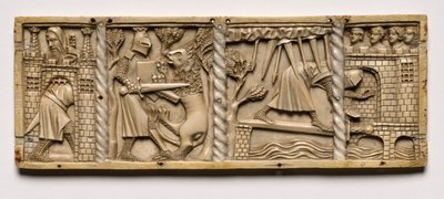 Panel from a Casket with Scenes from Courtly Romances by Unbekannt