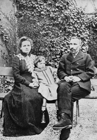 Pierre and Marie Curie, French scientists, with their daughter Irene, 1904 by Unbekannt