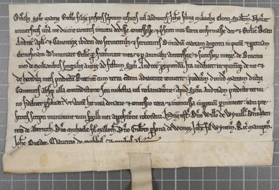 Pittance writ: Charter granting alms to the Church of St Andrew the Apostle by Unbekannt