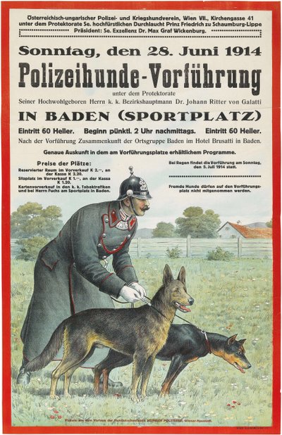 Police Dog Demonstration in Baden, 1914 by Unbekannt