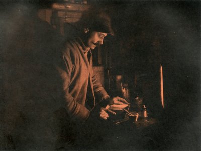 Ponting Developing a Plate in the Dark Room, c1910-1913 by Unbekannt