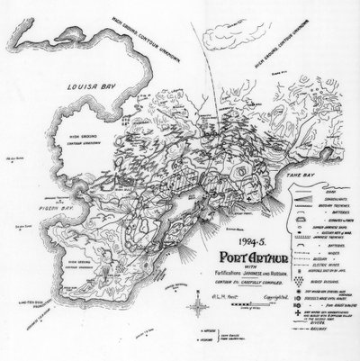 Port Arthur, Manchuria, Showing Japanese and Russian Fortifications, Russo-Japanese War, 1905 by Unbekannt