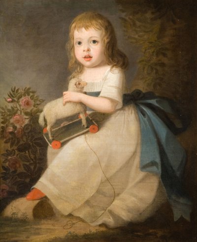 Portrait of a Child with a Toy Sheep, 1850 by Unbekannt