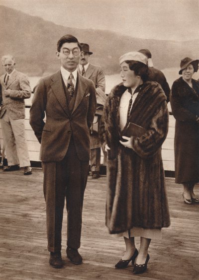 Prince and Princess Chichibu Arriving on the Queen Mary by Unbekannt