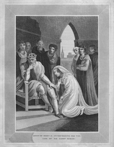 Queen of Richard II. Interceding for the Life of Sir Simon Burley, 1838 by Unbekannt