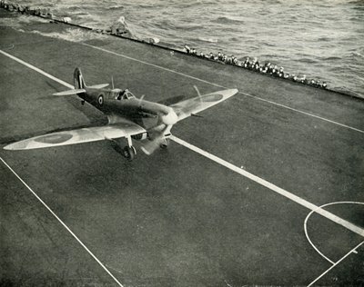 RAF Spitfire on the Deck of an Aircraft Carrier on its Way to Malta, World War II by Unbekannt