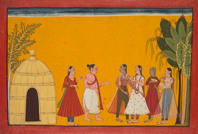 Rama and Sita Being Taken to the Priest to Fix the Wedding Date, Page from the Ramayana by Unbekannt