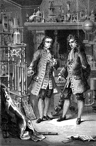 Robert Boyle, Anglo-Irish chemist and physicist and Denis Papin, French physicist, 1870 by Unbekannt