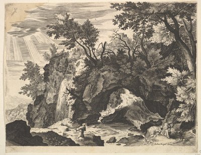Rocky Landscape with the Stigmatization of St. Francis (reverse copy) by Unbekannt