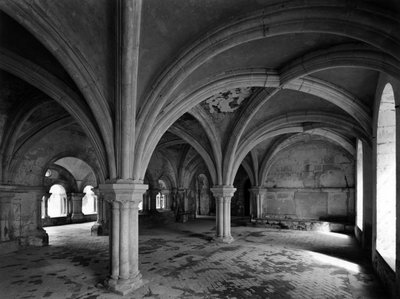 Romanesque architecture: view of the capitular hall of the Cistercian abbey of Fontenay founded in 1118 (Cote d