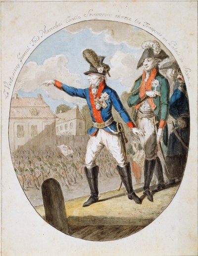 Russian Field Marshal Alexander Suvorov Inspecting Troops by Unbekannt