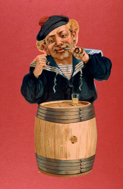 Sailor smoking a pipe and drinking rum by Unbekannt