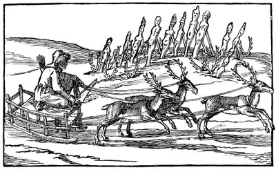 Samoyed Travelling on a Sleigh Pulled by Reindeer by Unbekannt