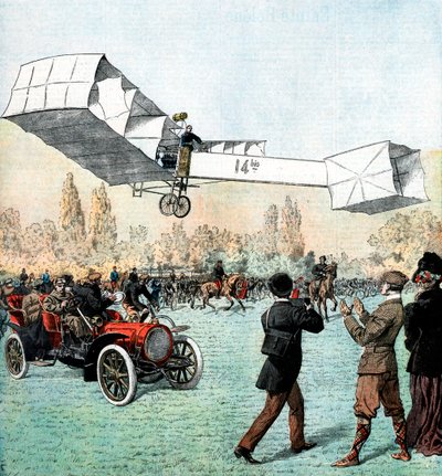 Santos-Dumont Making the First Powered Plane Flight in Europe, Paris, 1906 by Unbekannt