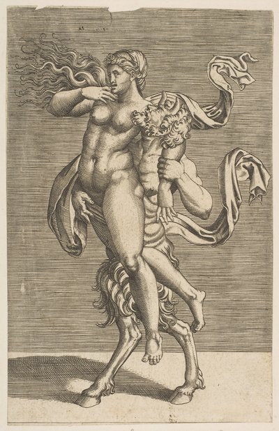 Satyr carrying a nymph restraining her right arm by Unbekannt